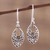 Leaf and Flower Themed Sterling Silver Dangle Earrings 'Bygone Flowers'