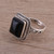 Bezel Set Onyx and Sterling Silver Cocktail Ring 'Block Party'