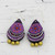 Hand Crafted Ceramic Dangle Earrings from India 'Lavender Harmony'