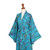 Turquoise Batik Long Sleeved Rayon Robe with Belt 'Ocean Eden'