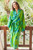 Blue and Green Rayon Batik Leafy Garden Long Sleeved Robe 'Leafy Haven'