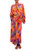 Red Orange Batik Print Long Sleeved Rayon Robe with Belt 'Sunset Grove'