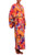 Red Orange Batik Print Long Sleeved Rayon Robe with Belt 'Sunset Grove'