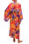 Red Orange Batik Print Long Sleeved Rayon Robe with Belt 'Sunset Grove'