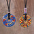 Yellow and Blue Ceramic Pendant Necklaces from Peru pair 'Nocturnal Feast'