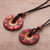 Pair of Red and Black Ceramic Pendant Necklaces from Peru 'Enchanted Land'