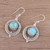 Larimar and Sterling Silver Dangle Earrings from India 'Lunar Delight'