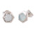 925 Sterling Silver Aqua Chalcedony Hexagon Stud Earrings 'Aqua Grace'