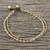 Rose Quartz and Brass Beaded Anklet from Thailand 'Ringing Beauty'
