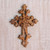 Hand-Carved Floral Suar Wood Wall Cross from Bali 'Faith Blooms'