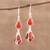 Handmade 925 Sterling Silver Carnelian Earrings India 'Fiery Bunch'