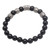 Onyx Beaded Stretch Bracelet with Sterling Silver Beads 'Contemplate in Black'