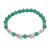 Green Quartz Beaded Bracelet with Sterling Silver Elephants 'Elephant Cavalcade in Green'