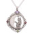 Handmade 925 Sterling Silver Garnet Cat Pendant Necklace 'Kitty's Night'