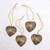 Set of 4 Handmade Brown Coconut Shell Heart Ornaments 'With Our Hearts'