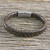 Men's Leather Braided Wristband Bracelet from Thailand 'Interlace in Dark Brown'
