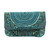 Turquoise Beaded and Sequined Silk Evening Clutch from India 'Turquoise Glamour'