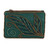 Pine Green Cotton and Silk Clutch with Leaf Motif Beading 'Enchanting'