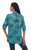 Rayon Batik Long Sleeve Green-Blue Hi-Low Button Blouse 'Green Glyphs'