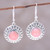 Handcrafted Sterling Silver Pink Opal Round Dangle Earrings 'Pink Renewal'