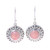 Handcrafted Sterling Silver Pink Opal Round Dangle Earrings 'Pink Renewal'