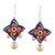 Handcrafted Purple and Gold Ceramic Pinwheel Dangle Earrings 'Bold Pinwheels'