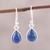 Lapis Lazuli and Sterling Silver Teardrop Dangle Earrings 'Gentle Tear'