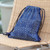 Indigo Blue Batik Cotton Square Motif Drawstring Backpack 'Indigo Maze'