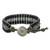 Onyx Quartz Bead and Karen Silver Button Wristband Bracelet 'Midnight Clouds'