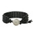Matte Black Bead and Karen Silver Button Wristband Bracelet 'In The Shadows'