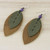Amethyst and Leather Leaf Dangle Earrings from Thailand 'Happy Leaves'