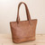 Handcrafted Leather Tote in Sepia from Peru 'Sepia Waves'