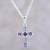 Iolite and Sterling Silver Cross Pendant Necklace from India 'Kolkata Cross'