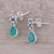 Petite Indian Sterling Silver and Green Onyx Dangle Earrings 'Trinity Glitter'
