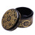 Round Mango Wood Decorative Box in Gold from Thailand 'Exotic Flora in Gold'