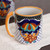 Hand-Painted Ceramic Beer Steins Large from Mexico Pair 'Zacatlan Flowers'