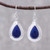 Rhodium Plated Lapis Lazuli Teardrop Dangle Earrings 'Precious Beauty'