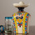 Yellow and Colorful Serape and Hat Ceramic Tequila Decanter 'Serape in Yellow'