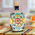Oval Multi-Color Talavera Style Ceramic Tequila Decanter 'Floral Festivities'
