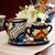 Talavera Ceramic Creamer and Sugar Bowl Set 3 Pieces 'Raining Flowers'