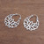 Sterling Silver Lotus Flower Hoop Earrings 1 inch 'Elegant Padma'