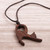 Wood Pendant Necklace of a Cat from Peru 'Relaxing Stretch'