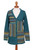 Cable Knit 100 Alpaca Cardigan in Teal from Peru 'Patchwork in Teal'