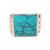 Men's Sterling Silver and Square Recon. Turquoise Ring 'Dark Leaves'