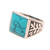 Men's Sterling Silver and Square Recon. Turquoise Ring 'Dark Leaves'