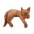 Natural Finish Suar Wood Sleeping Cat Sculpture from Bali 'Snoozing Cat'