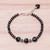 Heart-Themed Black Onyx Beaded Bracelet from Thailand 'Midnight Love'