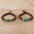 Wood and Resin Beaded Stretch Bracelets from India Pair 'Joy of Friendship'