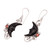 Garnet and Black Horn Crescent Moon Dangle Earrings 'Face of Midnight'