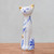 Floral Benjarong Porcelain Cat Statuette 7.5 in. 'Happy Floral Cat'